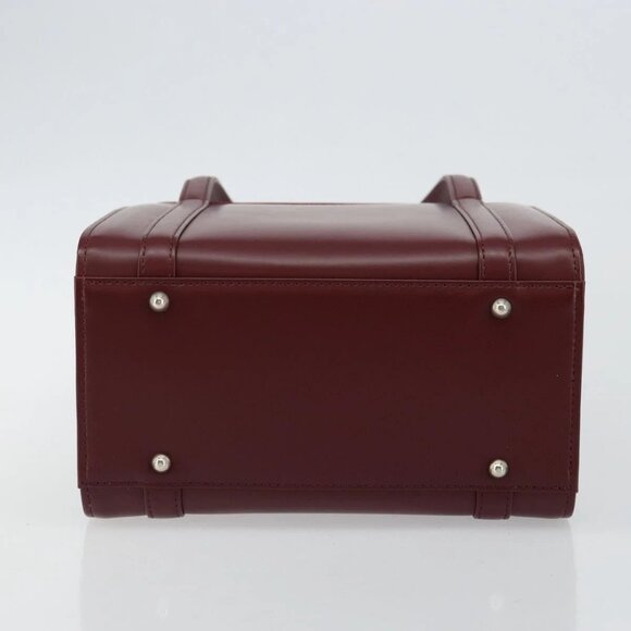 BURBERRY Hand Bag Leather Bordeaux Silver Auth - Picture 5 of 16